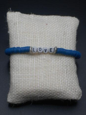 Bracelet rondelles bleu canard